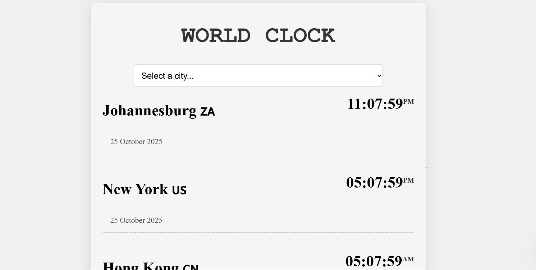 World Clock Project